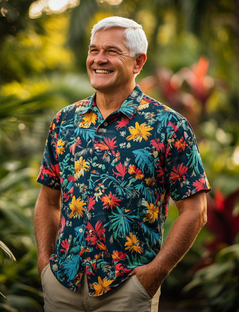 Men's Casual Hawaiian Graphic Short Sleeve Shirt