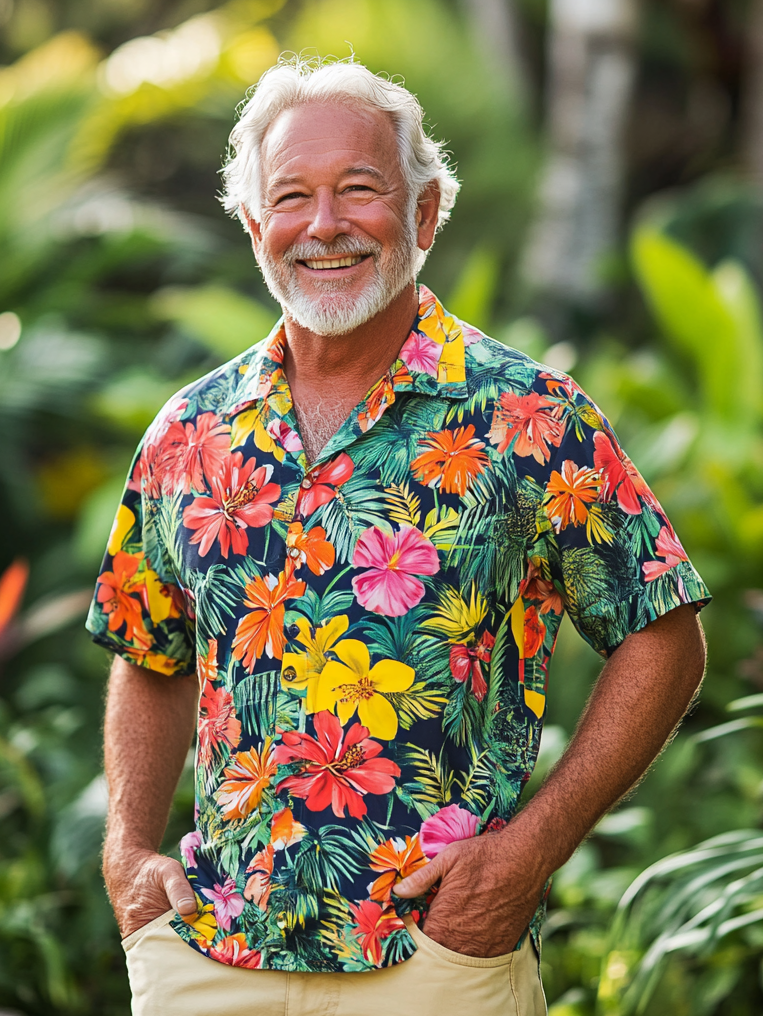 Men's Casual Hawaiian Graphic Short Sleeve Shirt