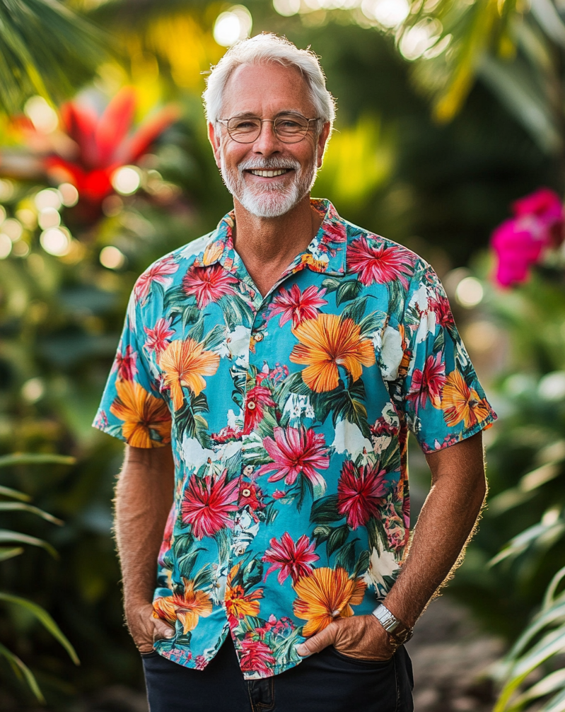 Men's Casual Hawaiian Graphic Short Sleeve Shirt