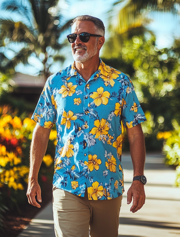 Men's Casual Hawaiian Graphic Short Sleeve Shirt