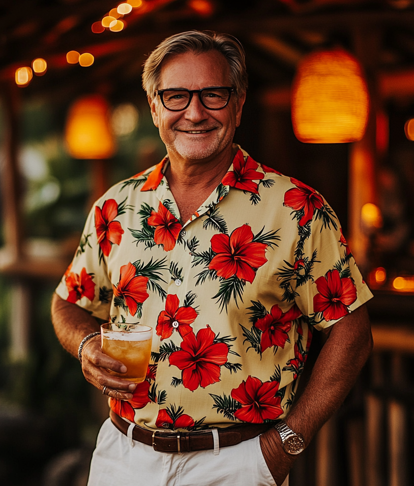 Men's Casual Hawaiian Graphic Short Sleeve Shirt
