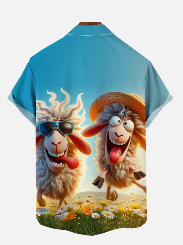 Funny Animal Print Short Sleeve Shirt