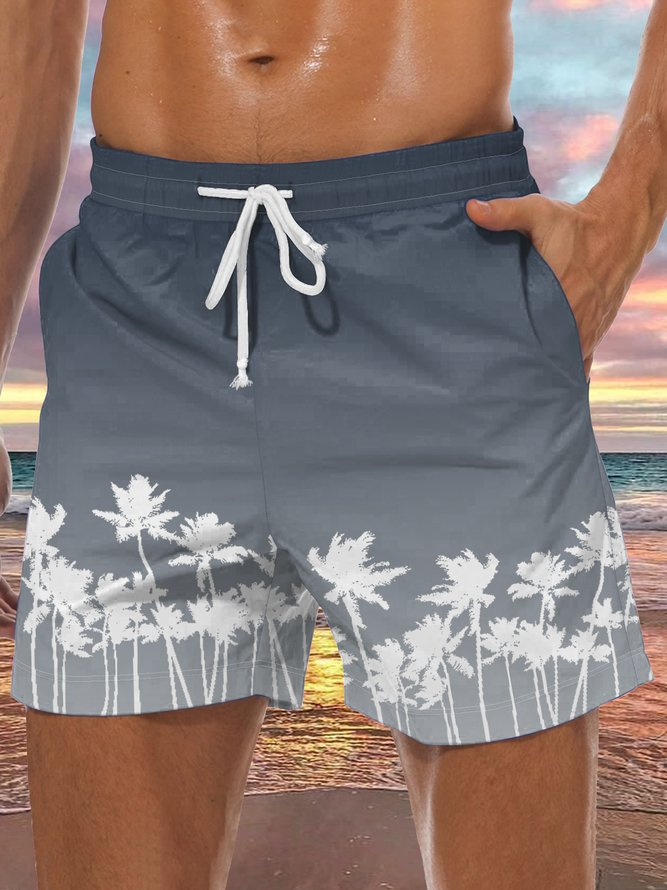 Men's Coconut Tree Element Graphic Print Casual Vacation Beach Shorts