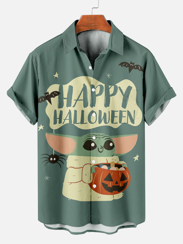 [Copy]Men's Vintage Witch Oil Painting Art Halloween Short Sleeve Shirt