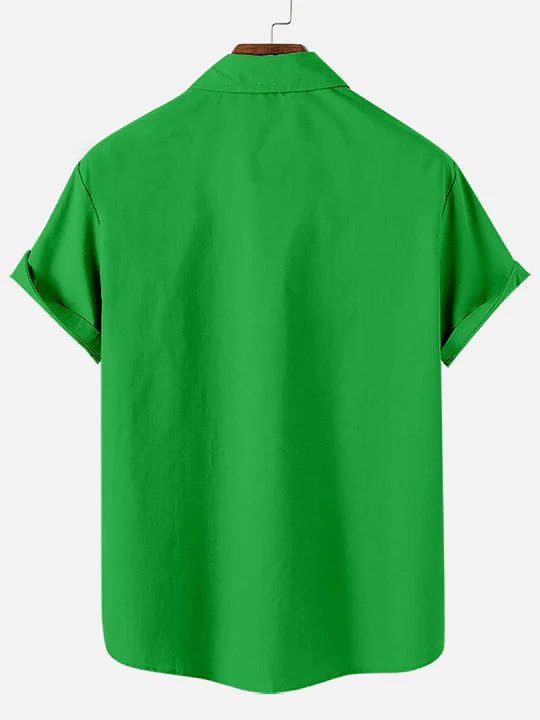Men's Casual Contrast Lapel Short Sleeve Shirt
