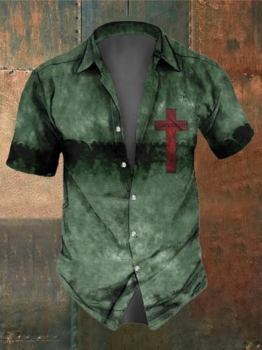 Men's Retro Dark Skull Casual Short Sleeve Shirt