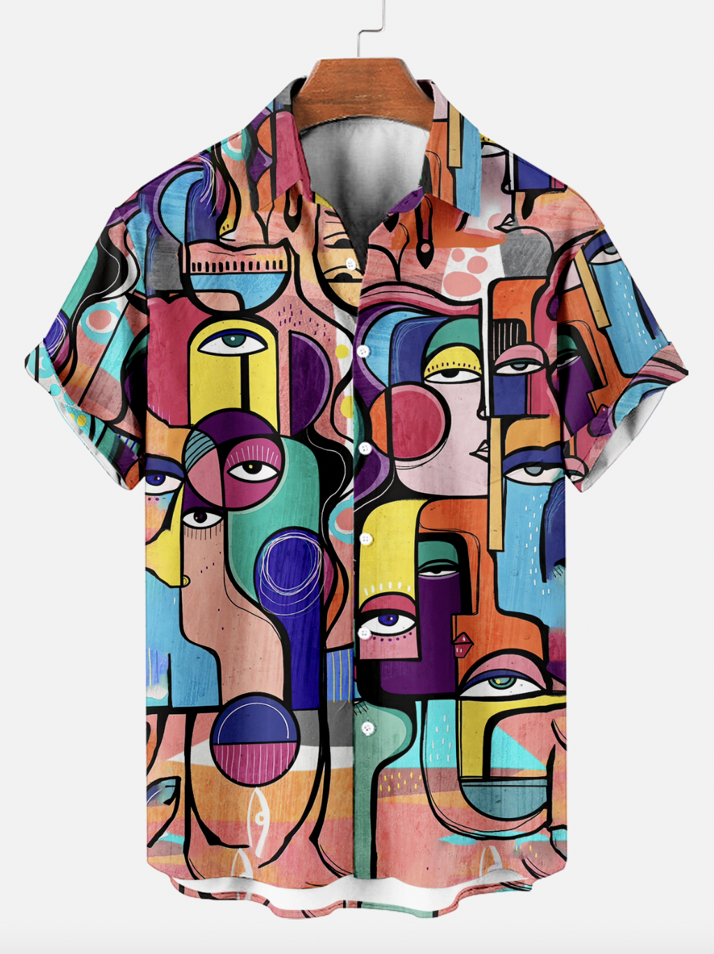 Reggae music skull pattern vacation casual short sleeved shirt