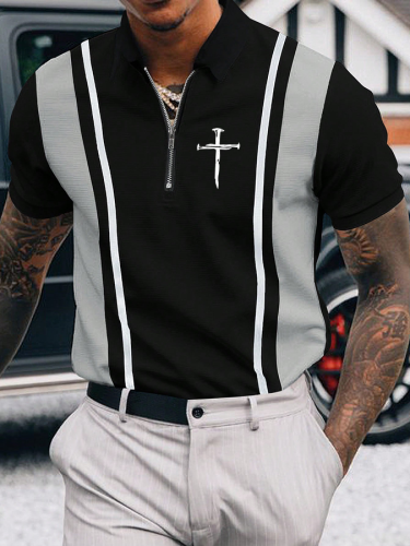 Men's faith cross graphic short-sleeved polo