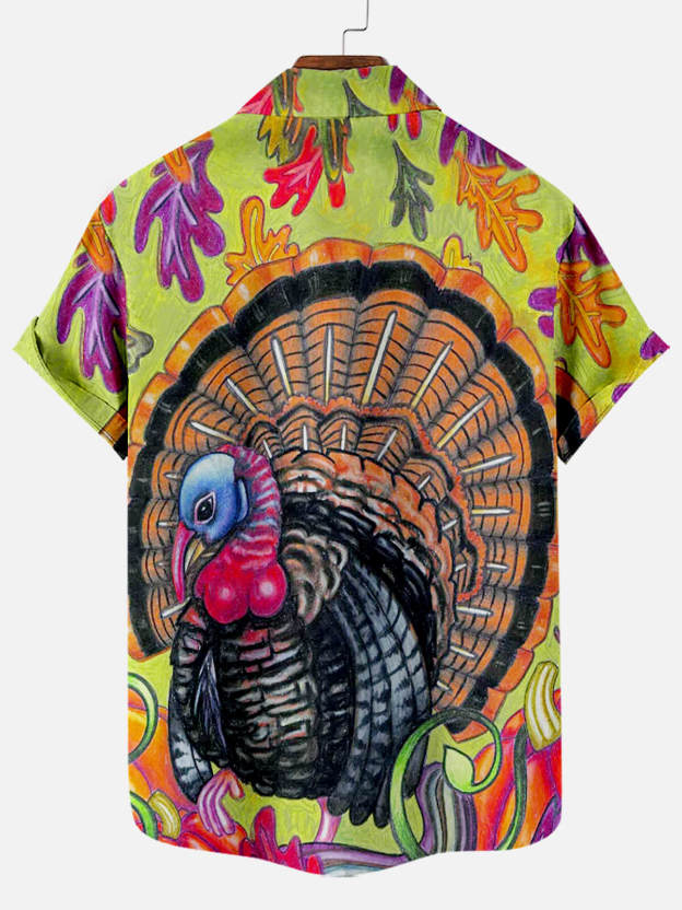 Men's Thanksgiving Day Print Short Sleeve Shirt