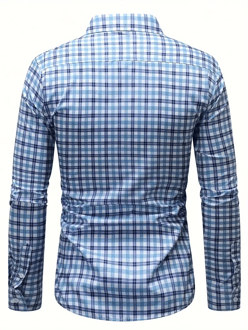 Men's Business Casual Striped Long Sleeve Shirt
