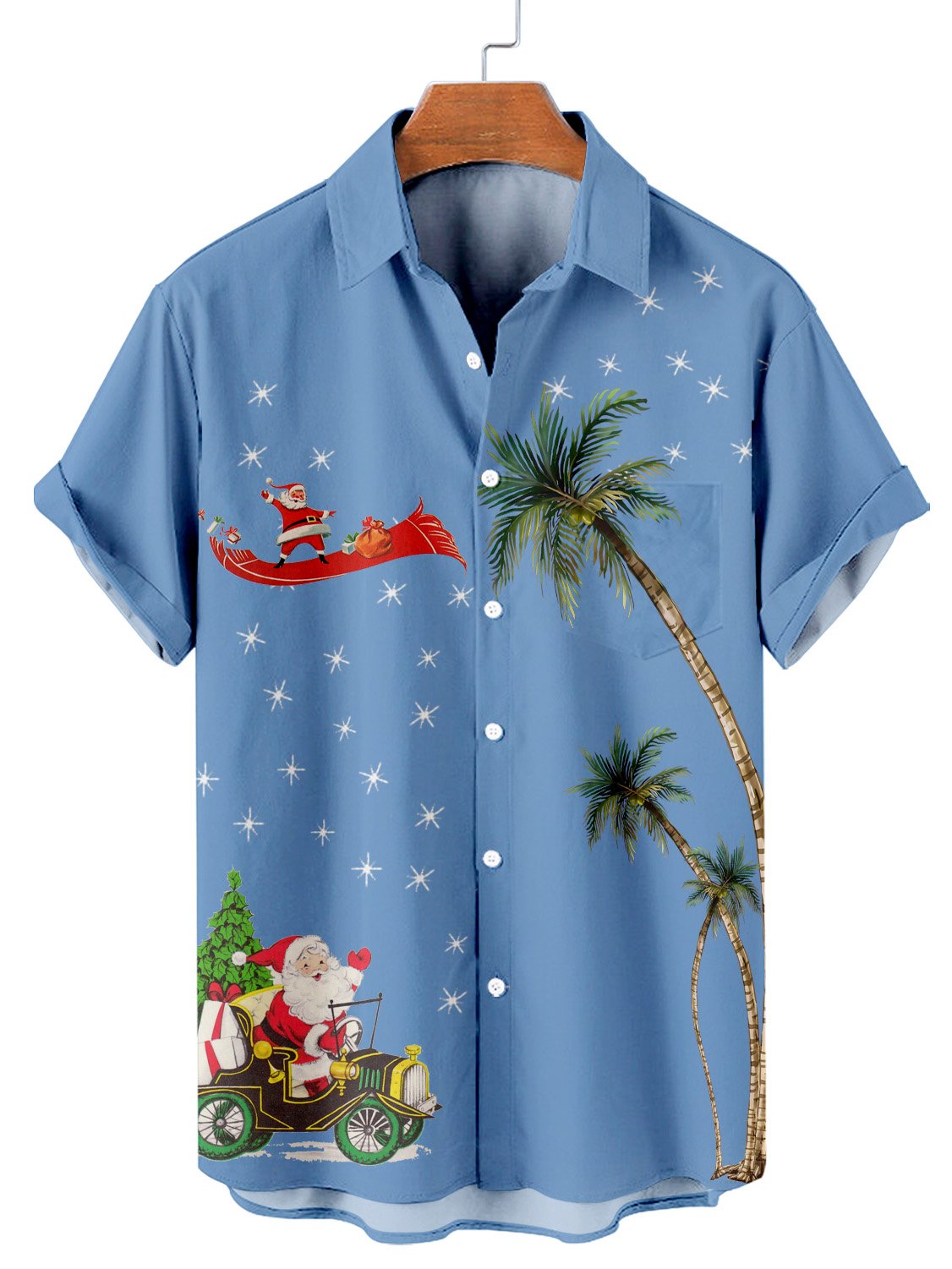 Men's Christmas Spoof Christmas Father Pattern Short Sleeve Shirt
