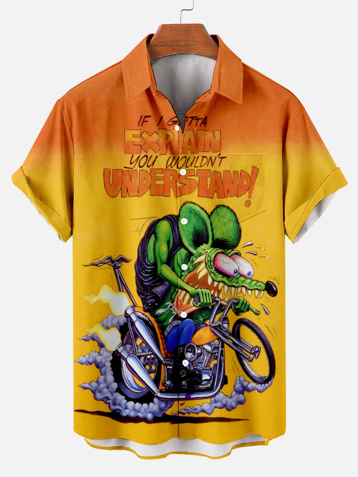 Men's Nostalgic Anime Character Retro Car Short Sleeve Shirt