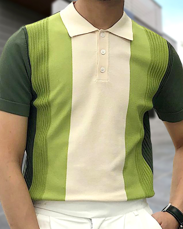 Men's Summer Striped Knit Short Sleeve