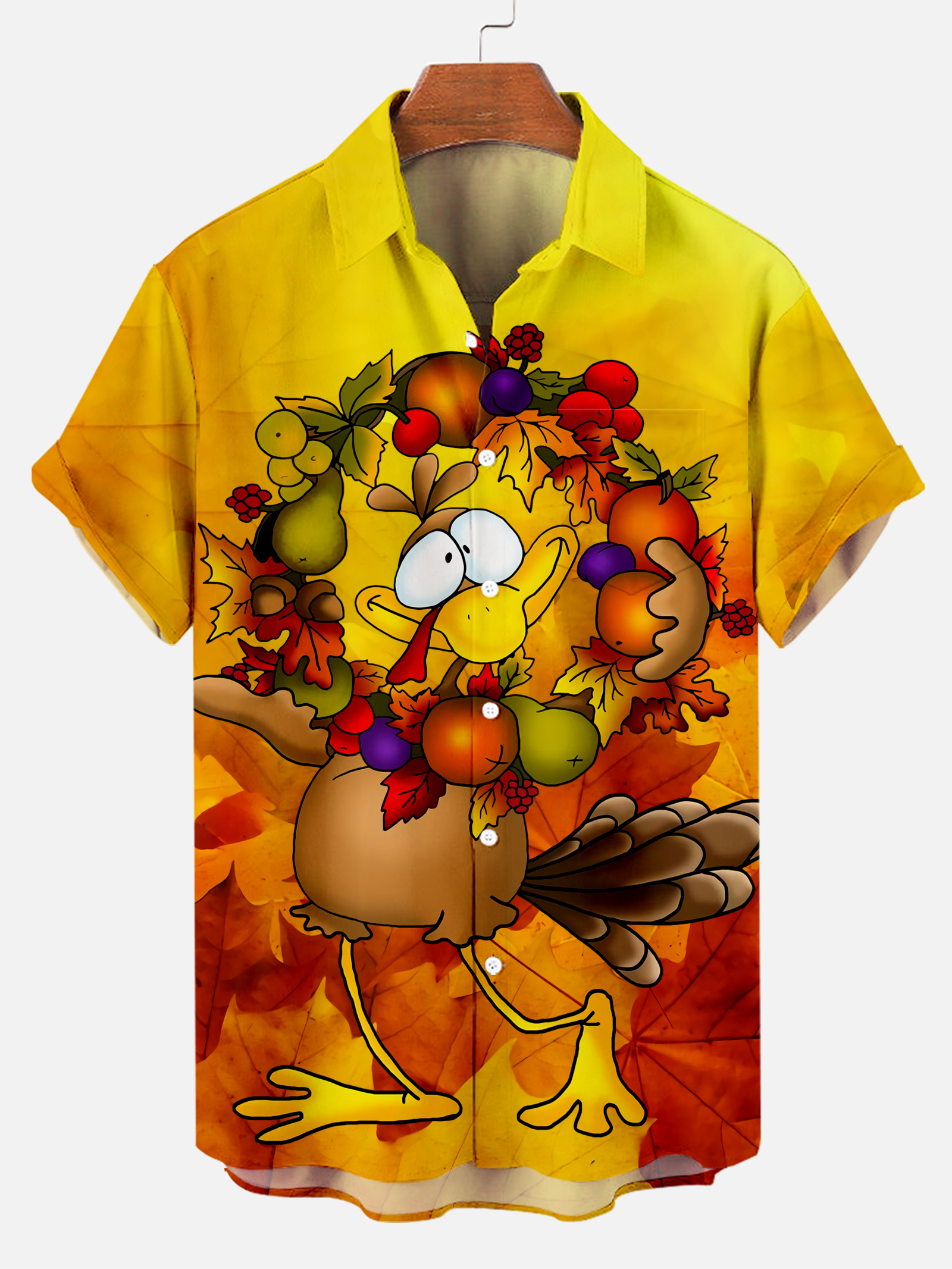 Men's Thanksgiving Day Print Short Sleeve Shirt