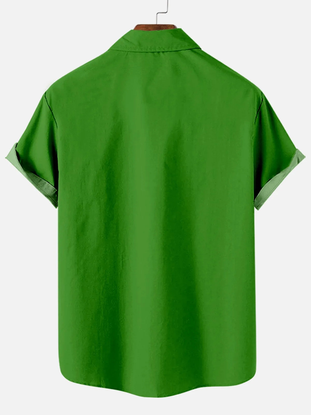 St. Patrick's Day Wine Glass Stripe Design Short Sleeve Men's Shirt