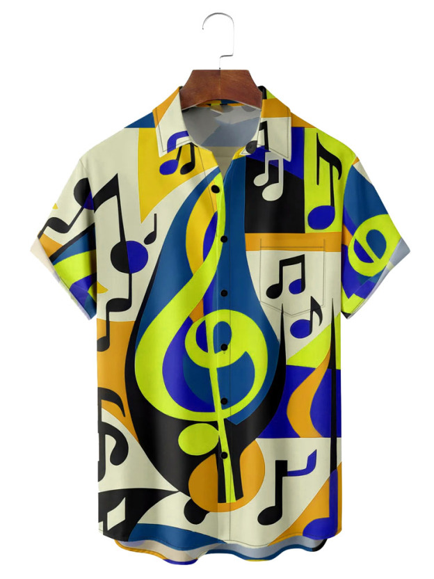 sheet music symbol graphic short sleeve shirt