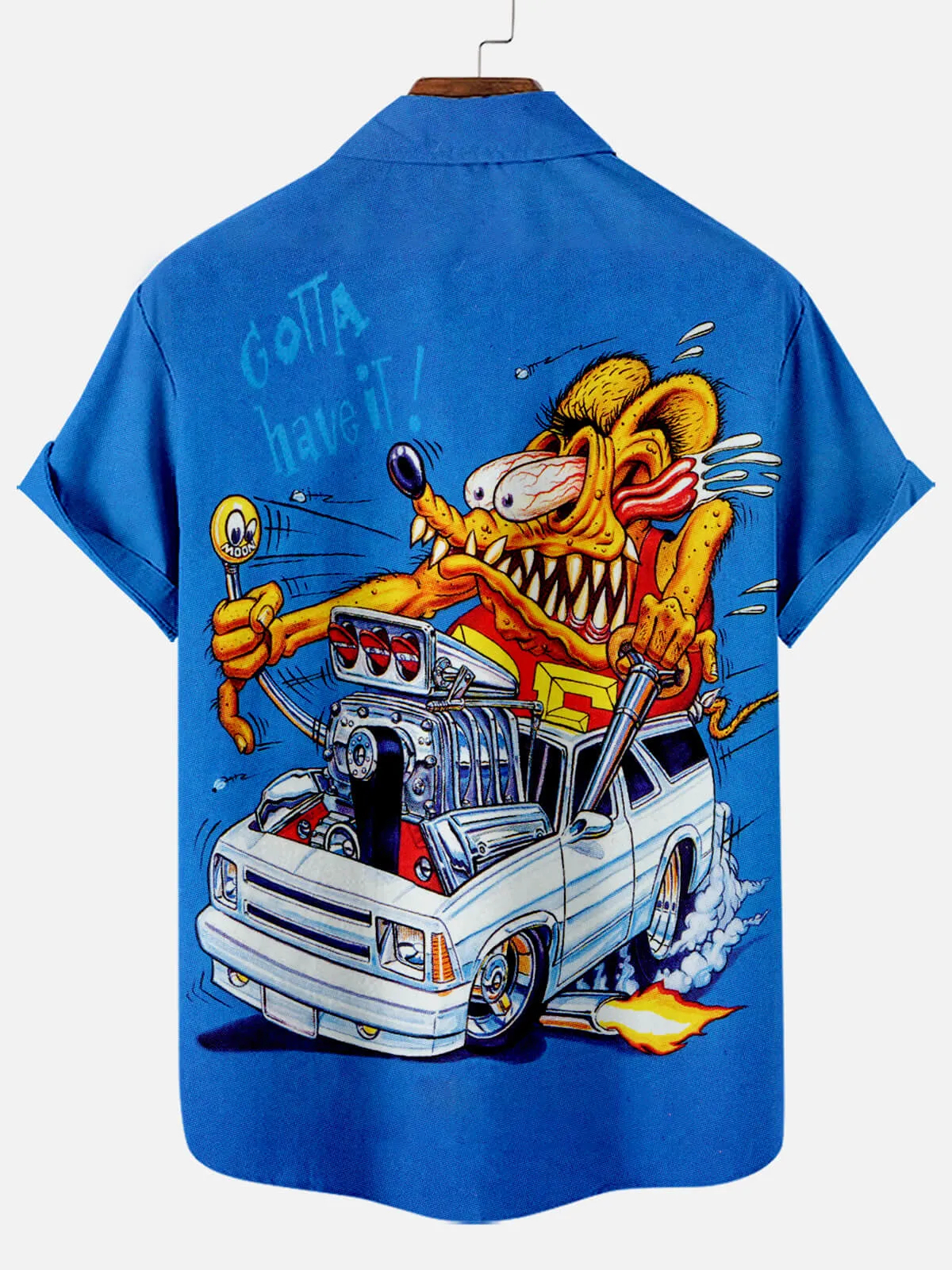 Men's Nostalgic Anime Character Retro Car Short Sleeve Shirt