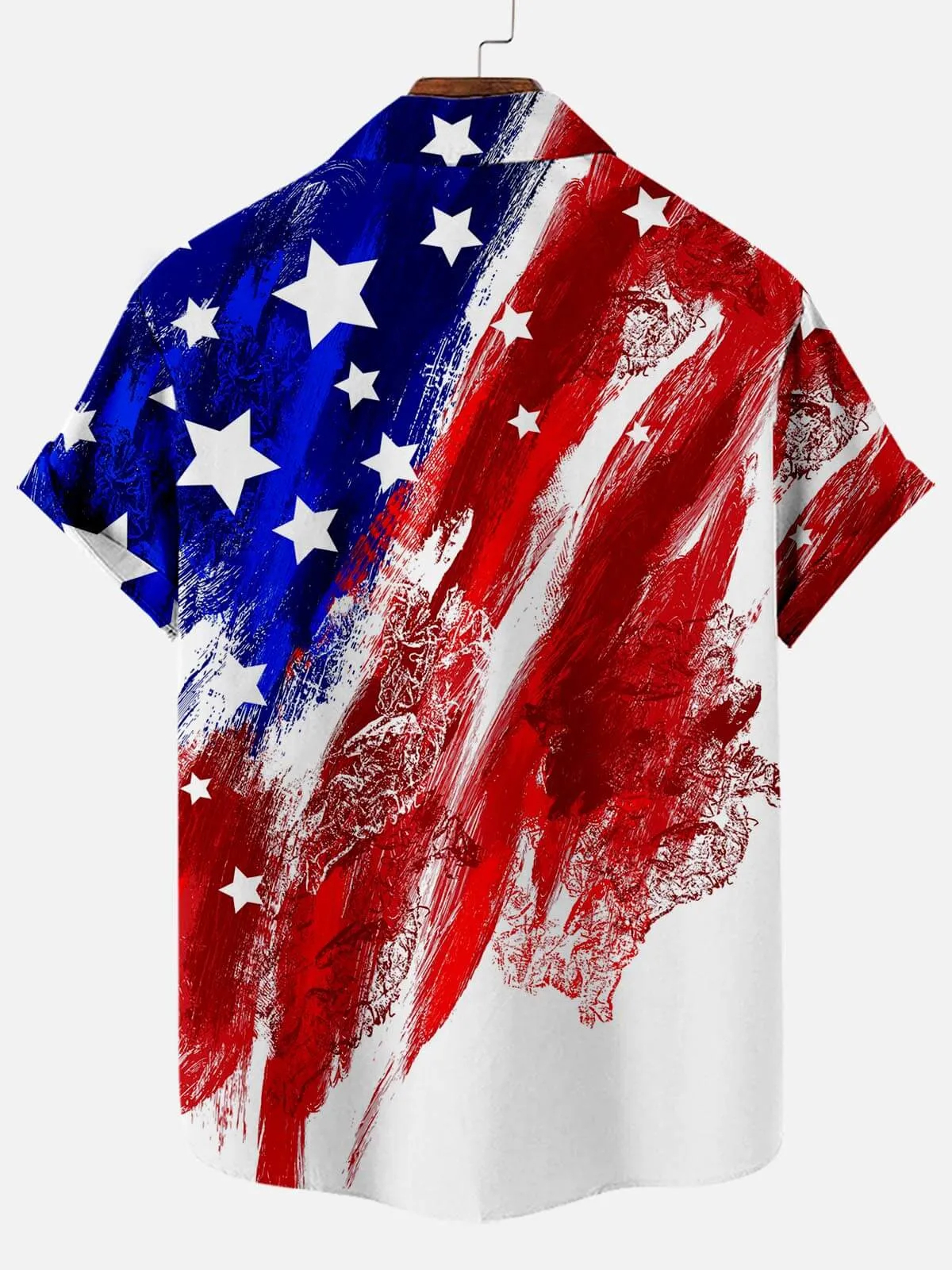 Independence Day Star Tie Dyeing Men's Short Sleeve Pocket Shirt
