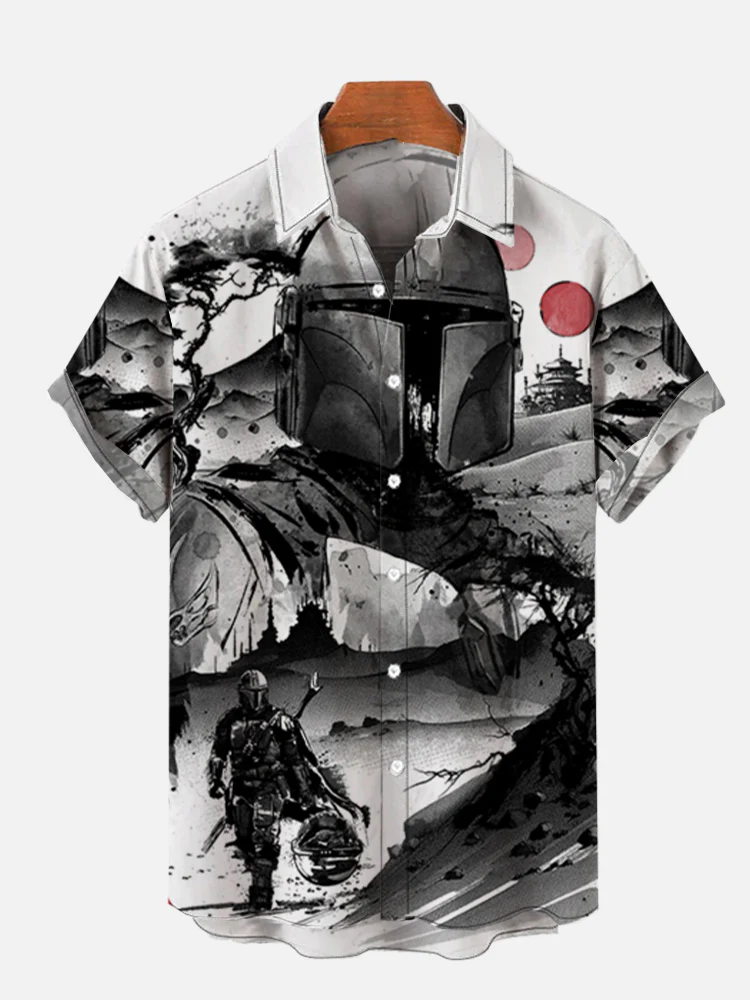 samurai graphic print short sleeve shirt