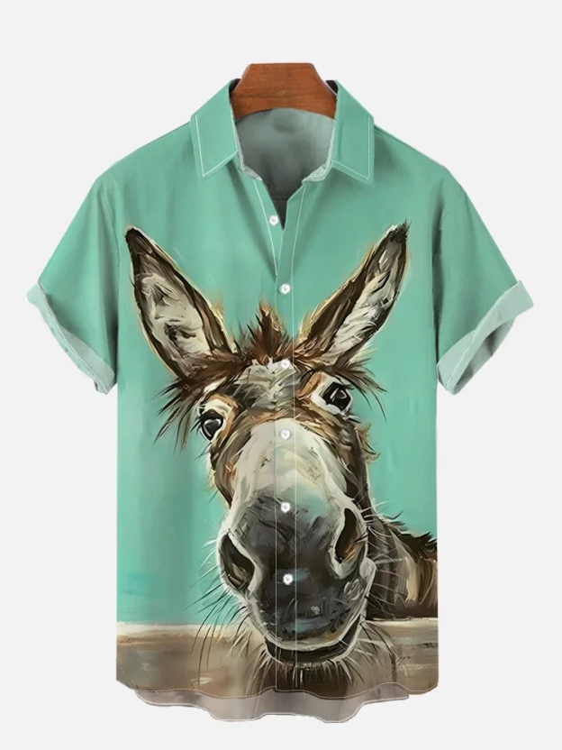 Funny Animal Print Short Sleeve Shirt