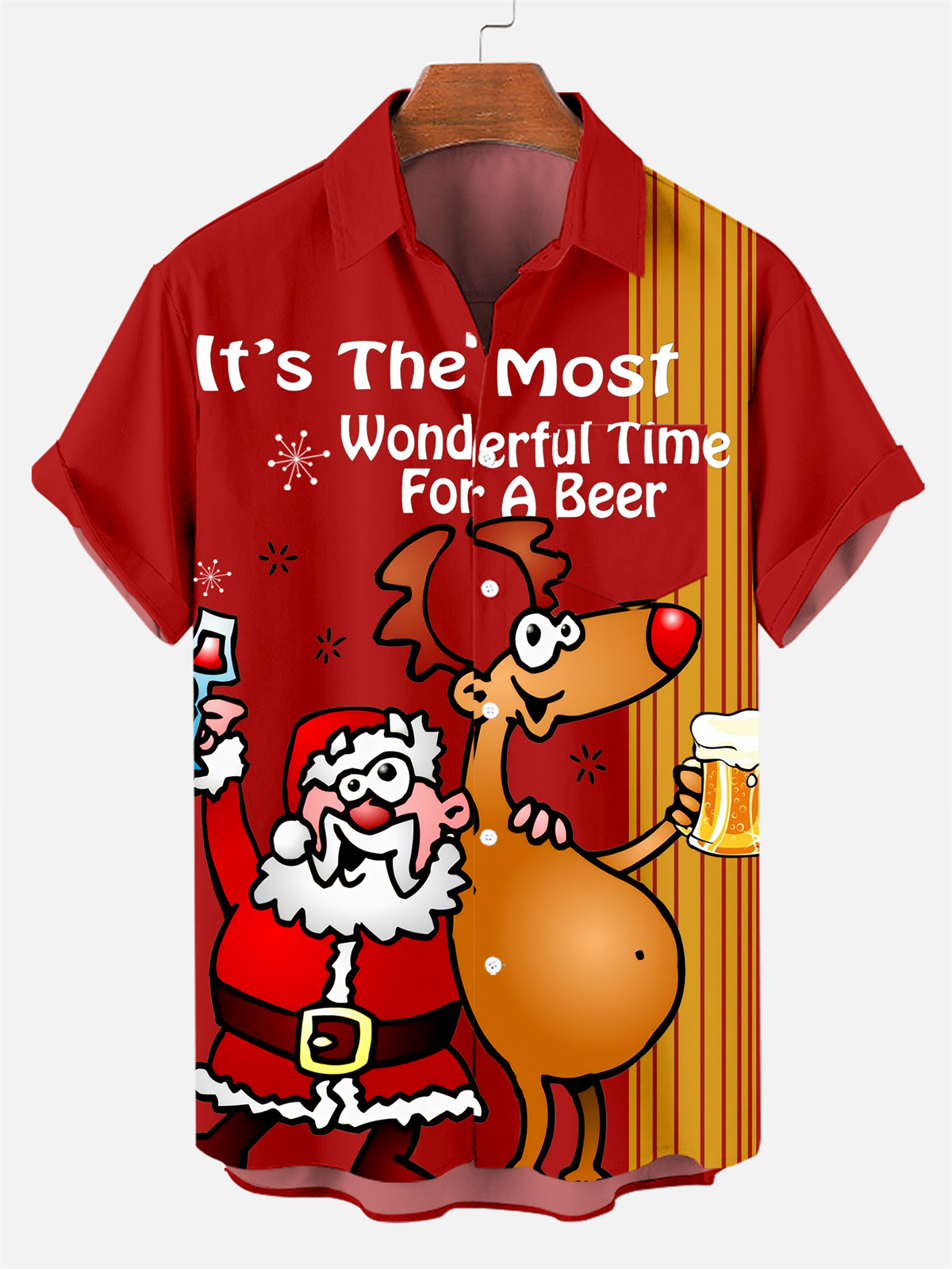 Men's Christmas The Most Wonderful Time For Drink Together Short-Sleeved Shirt  0526