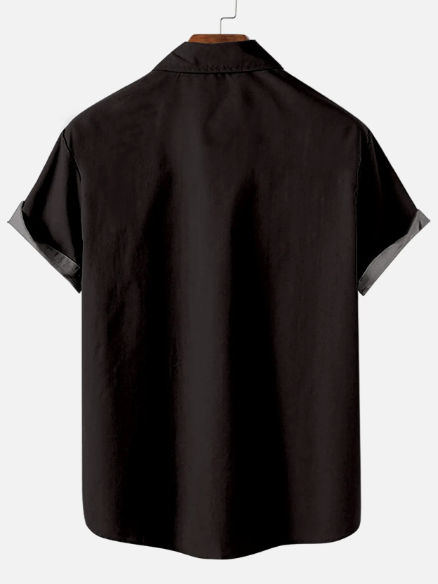 Men's Vintage Road Demon Print Short Sleeve Shirt
