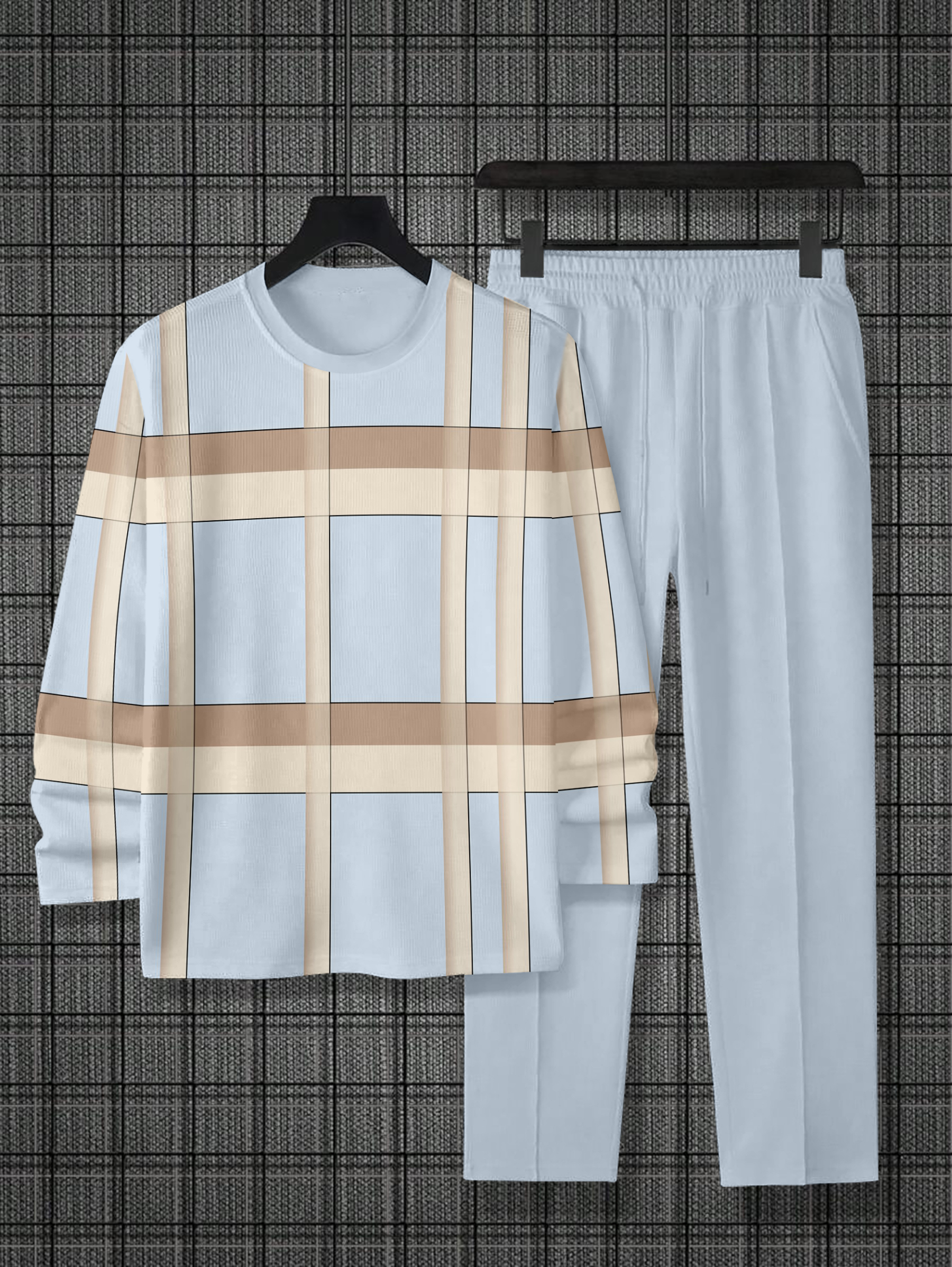 Men's Colorblock Round Neck Casual Sports Set