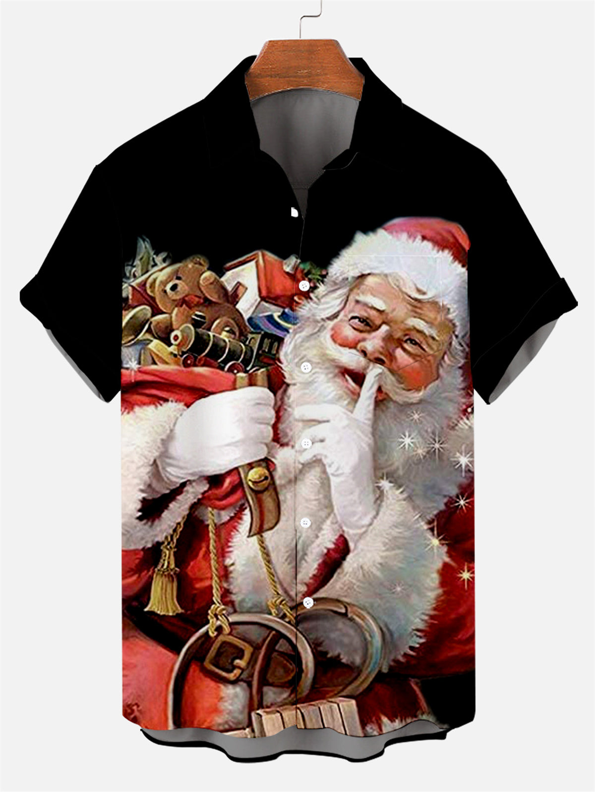 Men's Plus Size Casual Christmas Creative Series Shirt With Pockets