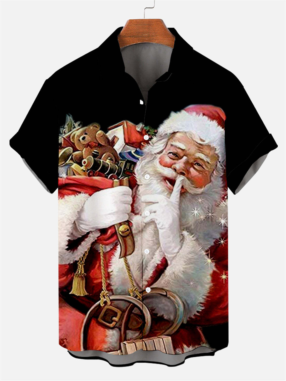 Men's Plus Size Casual Christmas Creative Series Shirt With Pockets