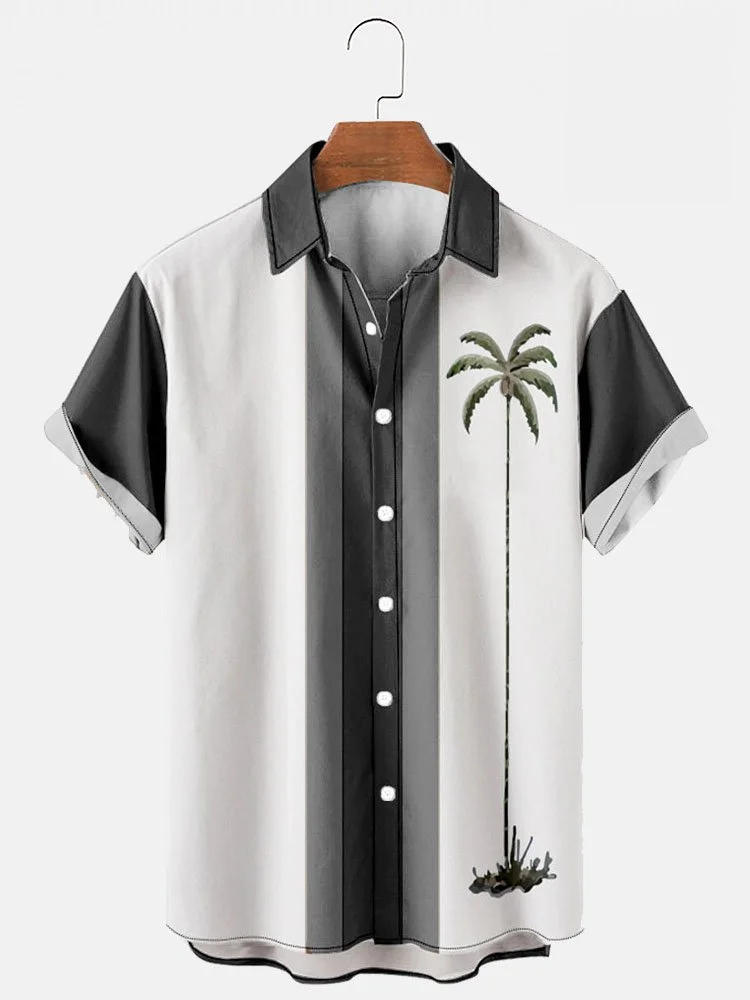 Christmas greetings from Santa Claus delivering gifts on a motorcycle Christmas Chest Pocket Short Sleeve Bowling Shirt