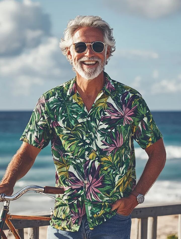 Men's Casual Hawaiian Graphic Short Sleeve Shirt