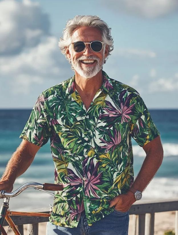 Men's Casual Hawaiian Graphic Short Sleeve Shirt