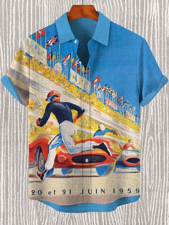 Men's Retro Casual Racing Short Sleeve Shirt