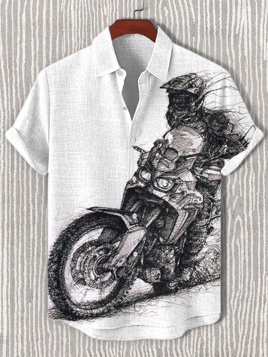 Men's Retro Casual Racing Short Sleeve Shirt