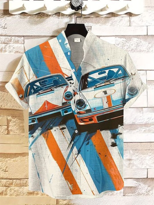 Men's Retro Casual Racing Short Sleeve Shirt