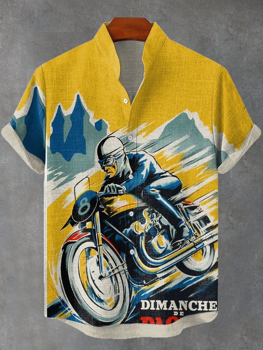 Men's Retro Casual Racing Short Sleeve Shirt