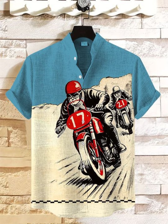 Men's Retro Casual Racing Short Sleeve Shirt