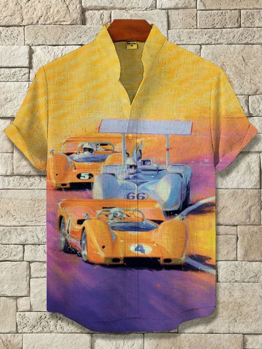 Men's Retro Casual Racing Short Sleeve Shirt
