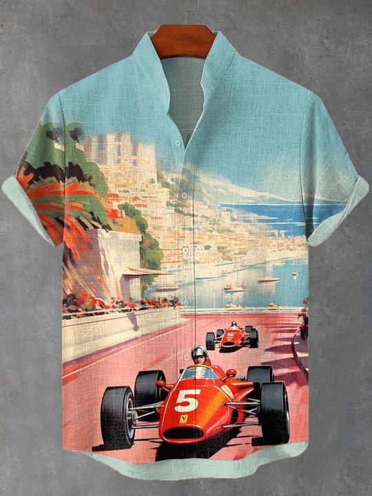 Men's Retro Casual Racing Short Sleeve Shirt