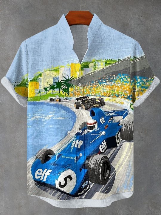 Men's Retro Casual Racing Short Sleeve Shirt