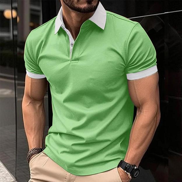 Men's Casual Color Block Short Sleeve POLO Shirt 43371751Y