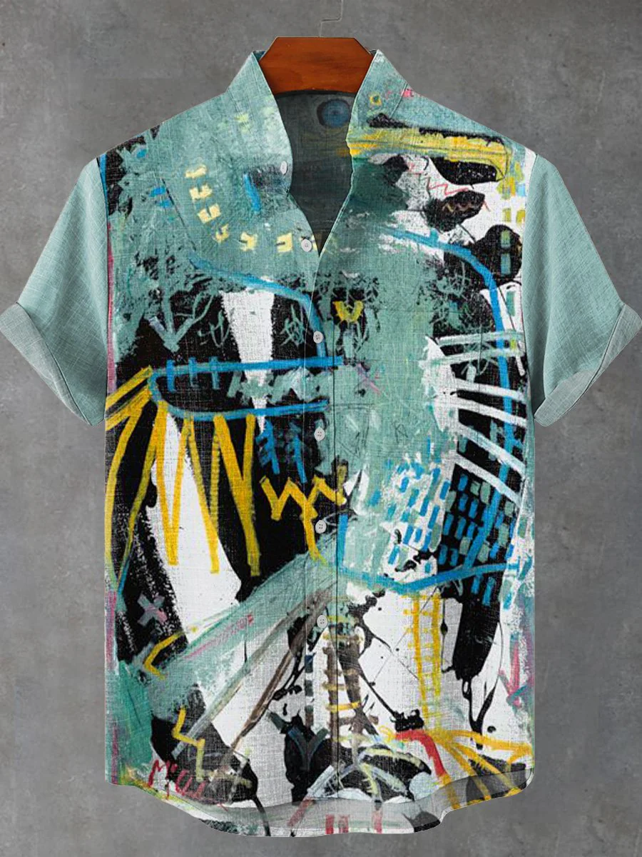Men's Abstract Art Pattern Short Sleeve Shirt