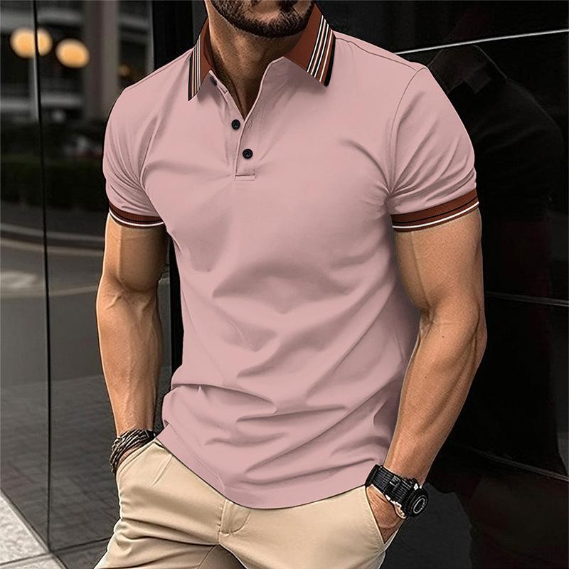Men's Casual Ribbed Lapel Button POLO Shirt 21858711X