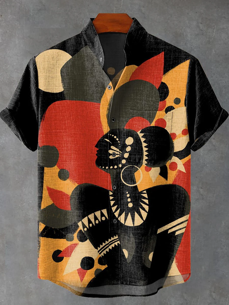 Retro Ethnic Tribal Pattern Short Sleeve Shirt