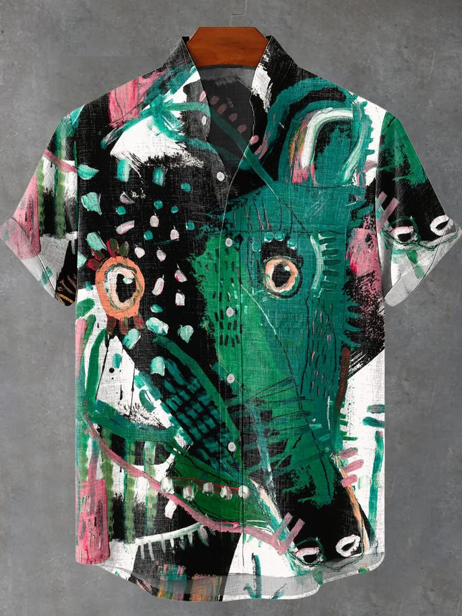 Men's Abstract Art Pattern Short Sleeve Shirt