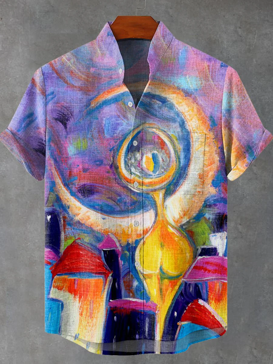Men's Abstract Art Pattern Short Sleeve Shirt