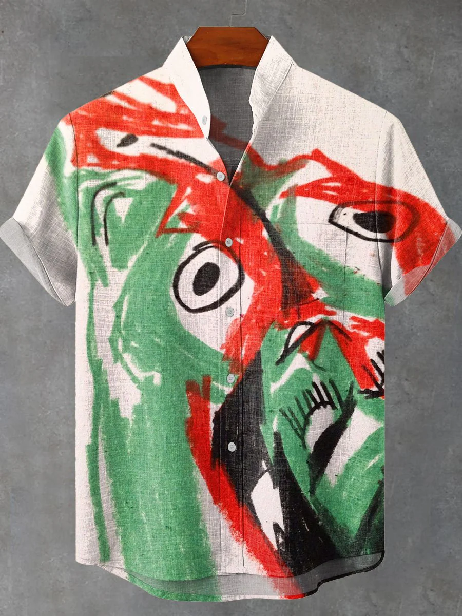 Men's Abstract Art Pattern Short Sleeve Shirt