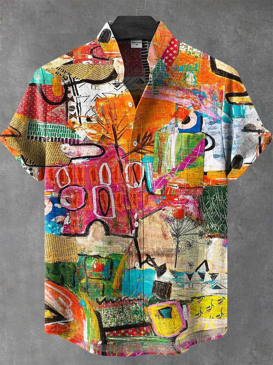 Men's Abstract Art Pattern Short Sleeve Shirt
