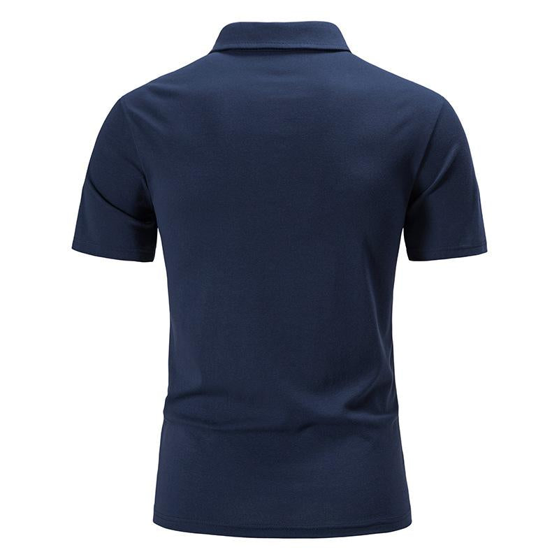 Men's Vintage Rose Embroidery Stitching Breathable Lapel Short Sleeve POLO Shirt 98245795Y
