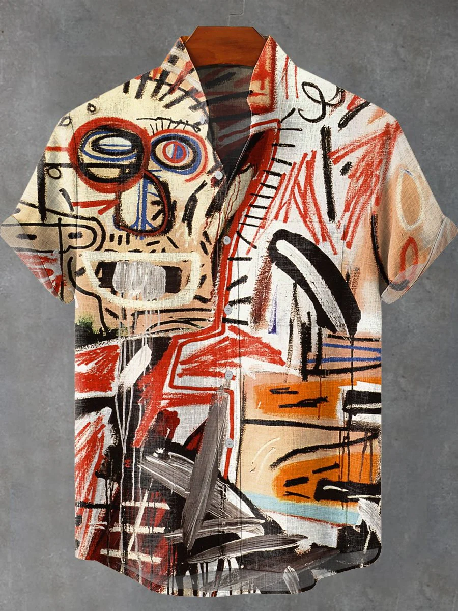 Men's Abstract Art Pattern Short Sleeve Shirt